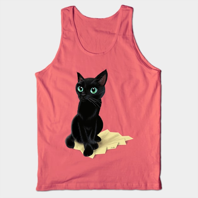 Black little kitty Tank Top by BATKEI